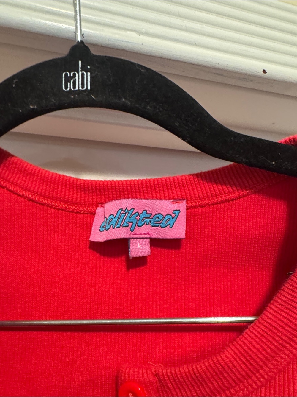 Edikited Red Button-Front Ribbed Tank Top - Picture 3 of 3